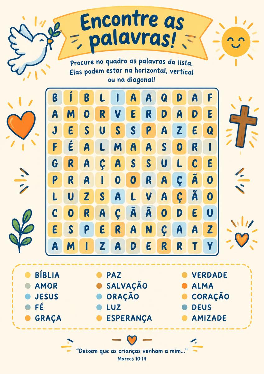 Página de caça-palavras: Encontre as palavras