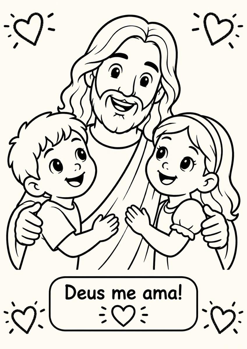 Página de colorir: Deus me ama